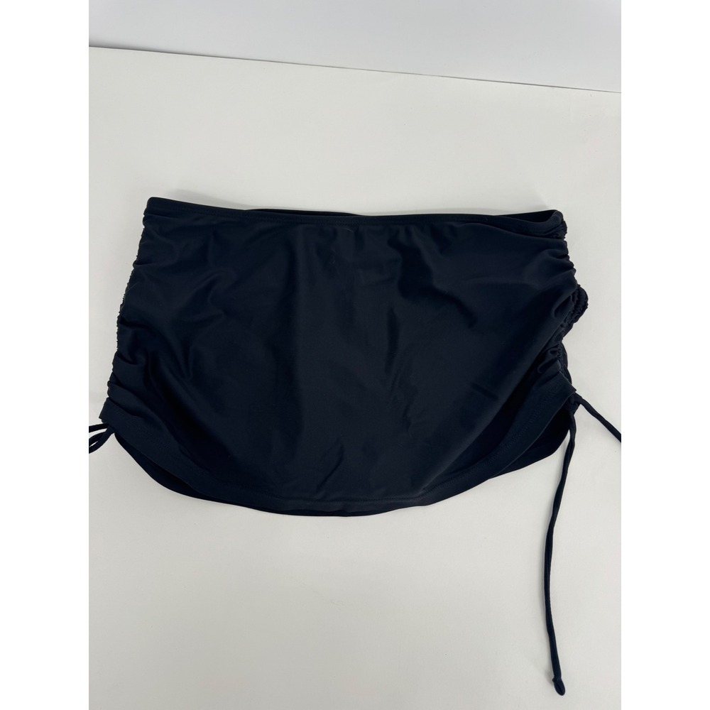 Tahiti Womens Black Ruched Side Adjustable Swim Skirt Built-in Brief Sz S 4-6